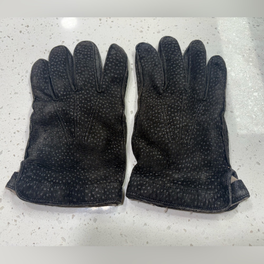 Trussardi Black Dotted Leather Gloves